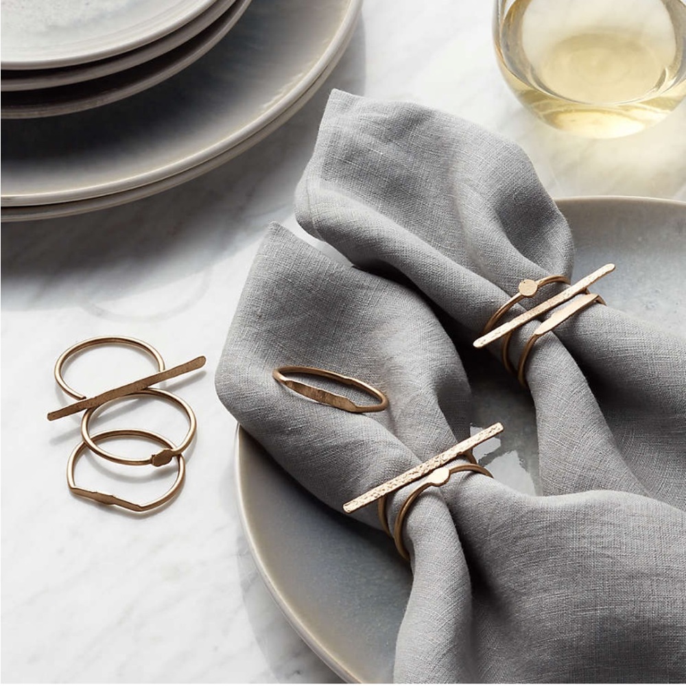 8 sets (24 individual) Crate and Barrel Dainty Gold Napkin Rings
